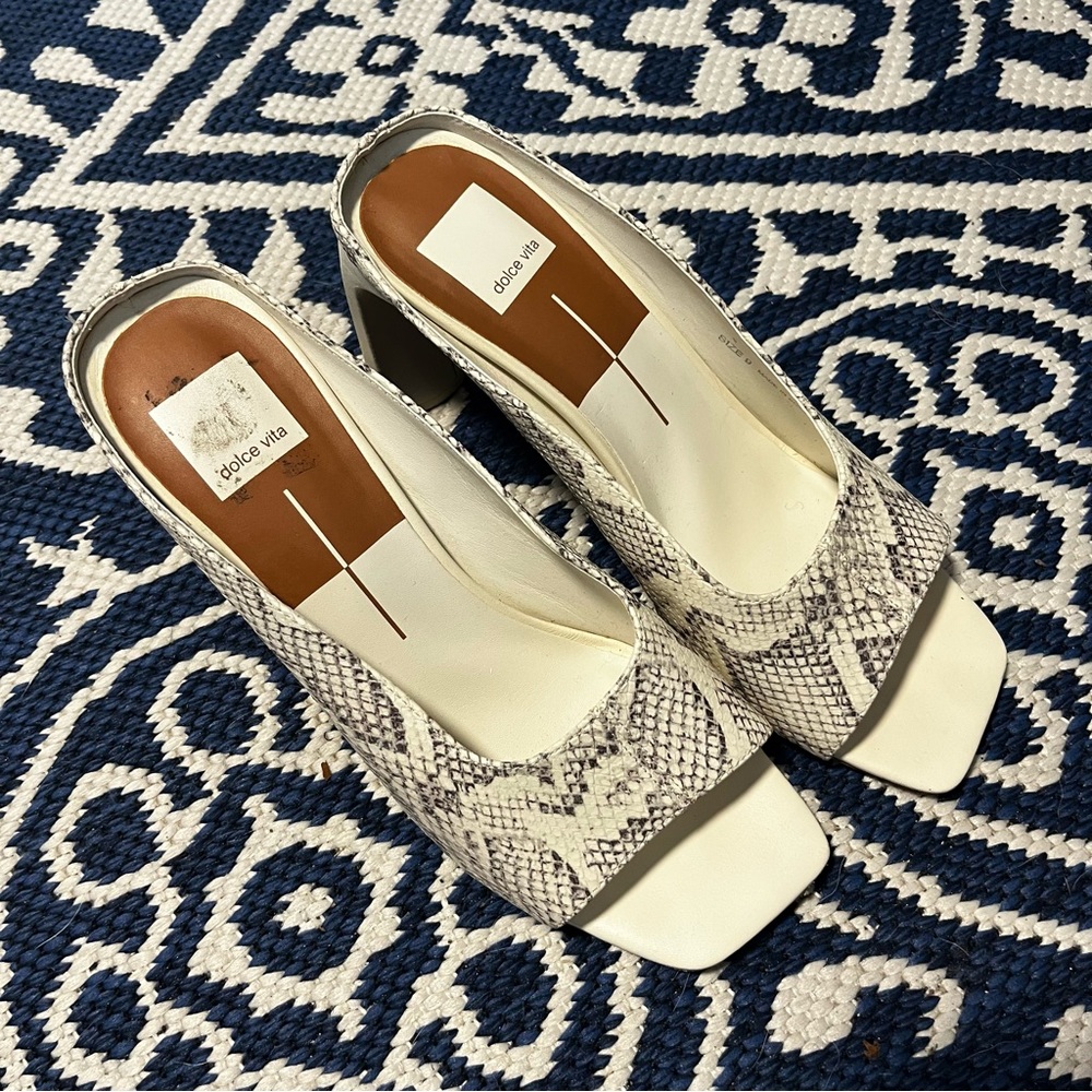 Dolce Vita Square Toe Snake Print Heels